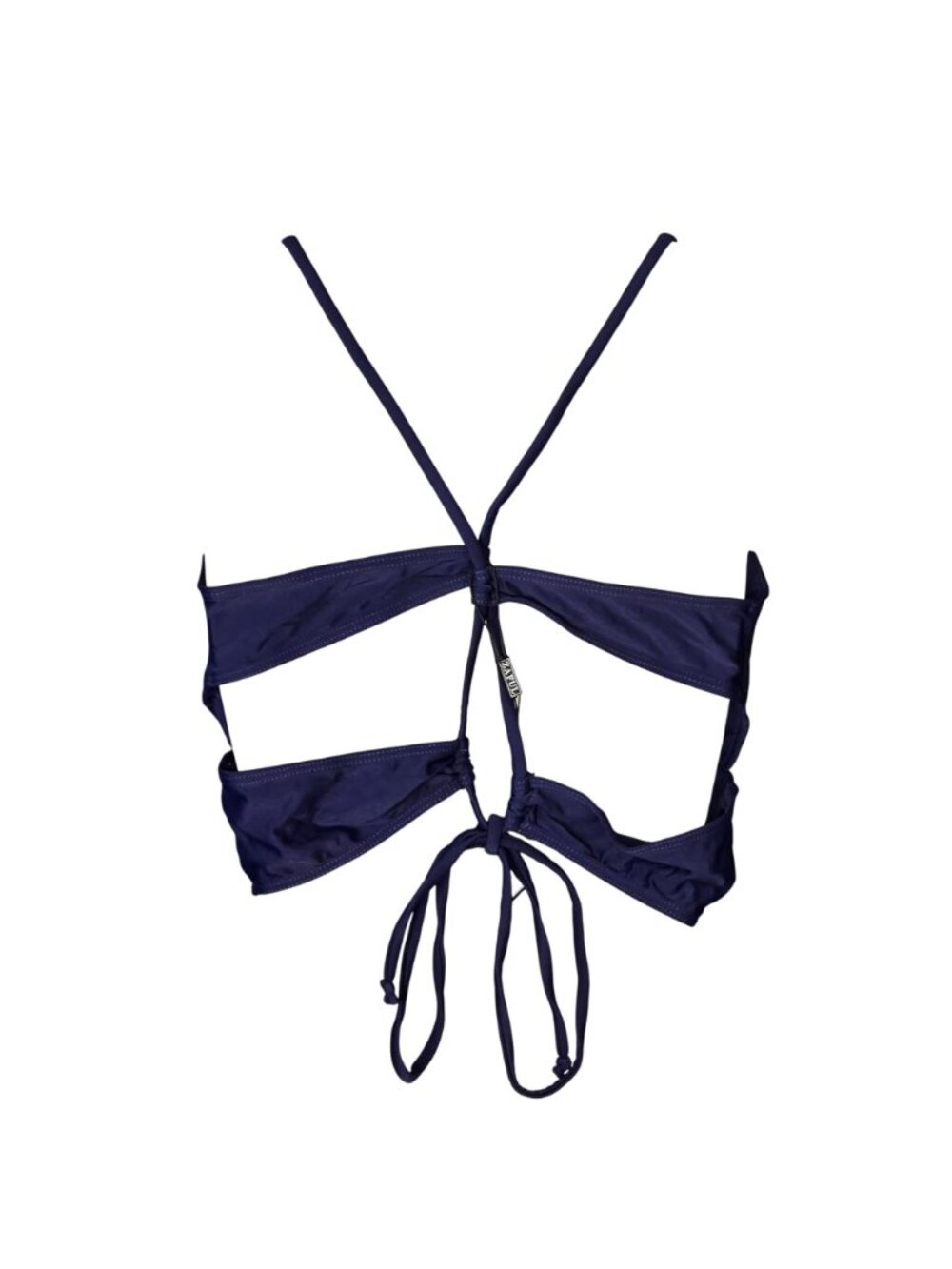 Deep V‑Neck Bikini Top LG Navy Blue Strappy Back Halter Quick‑Dry - Picture 6 of 6